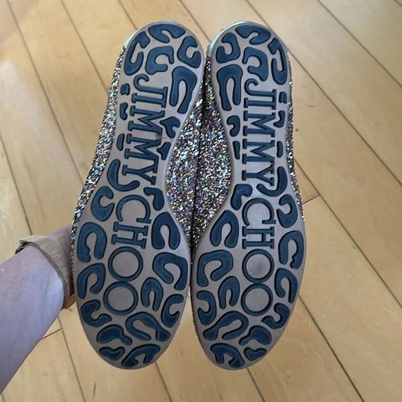 Jimmy Choo gold/ multi color glitter ballet flats, size EU39 US 9 - Picture 4 of 7